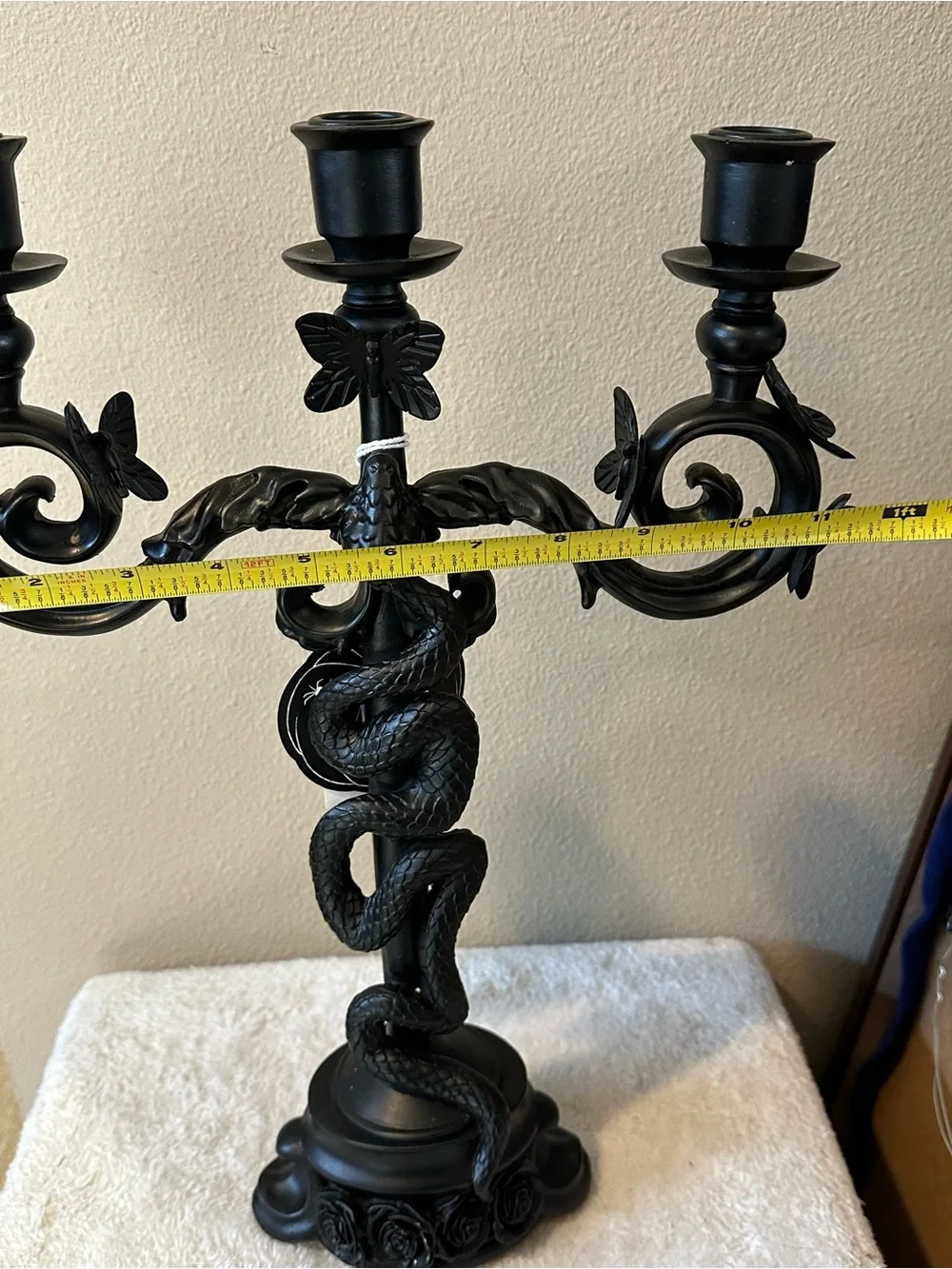 Set Of 2 Martha Stewart Halloween Candelabra Candle Holders Black Resin 16” NWT